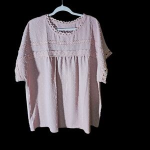 NWOT SHEIN Pink Lace Detail Blouse